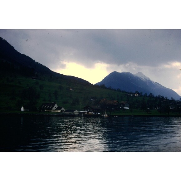 Other - Kodak 35mm 1950s Red Border Kodachrome, scenic view of a lake in Switzerland